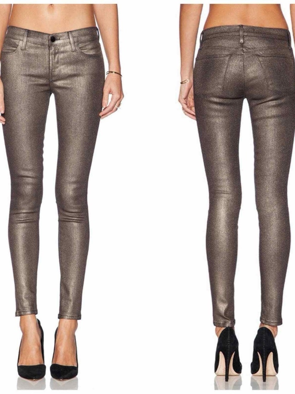 Brand New J Brand 620 Gold Dust Metallic Skinny Jeans